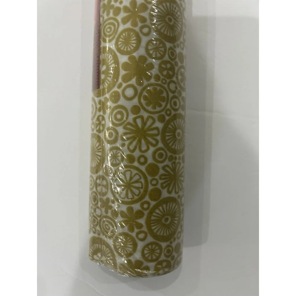 VTG Rubbermaid Shelf Liner Adhesive Tan Gold Floral‎ Retro 60s 70s 5' x 22